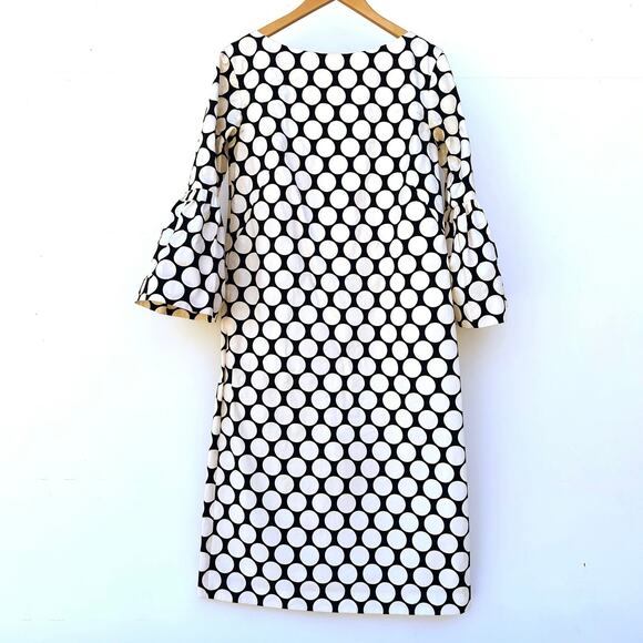 Dries Van Noten Polka Dot Bell Sleeve Mod Dress Black White 38 Cotton 6 - Picture 2 of 12